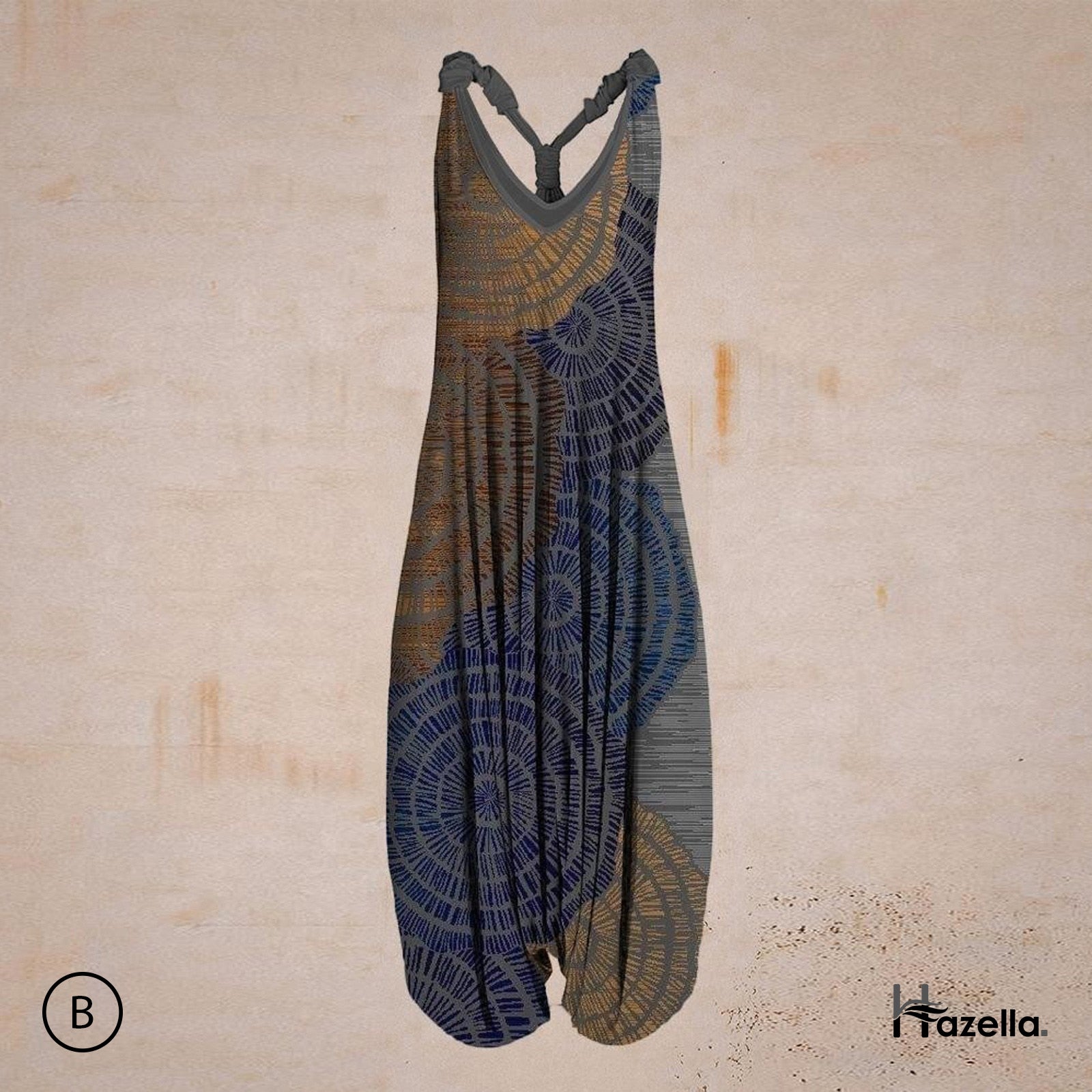 Luna | Harem-Overall mit Künstlerischem Design und Bequemer Passform für Sommerliebhaber