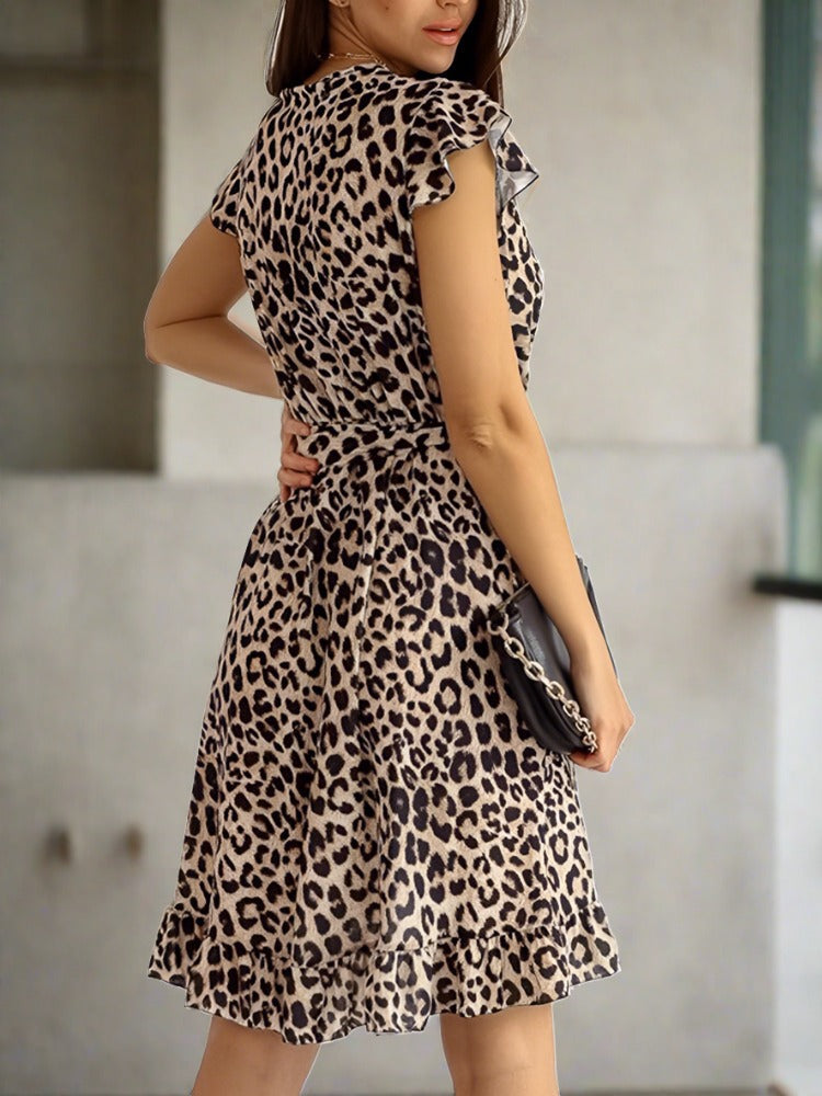 Liora | Midi Kleid mit Stilvollem Leopardenmuster für Damen