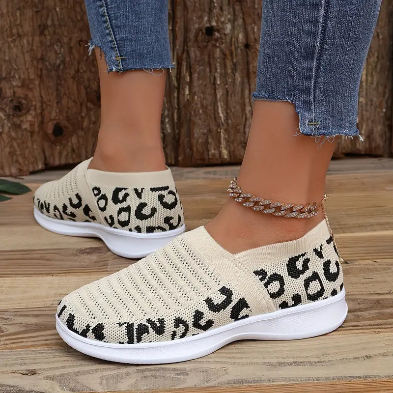 Cleopatra | Strick-Sneakers mit Leopardenmuster für Damen