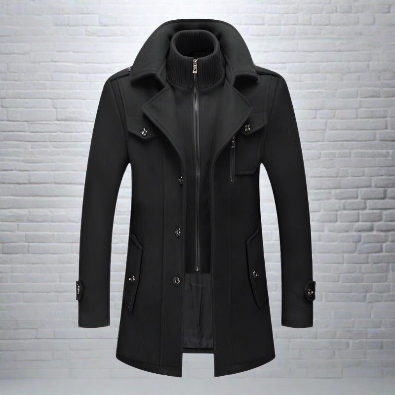 Maximilian | Wintermantel mit Hohem Kragen und Stilvollem Design für Männer