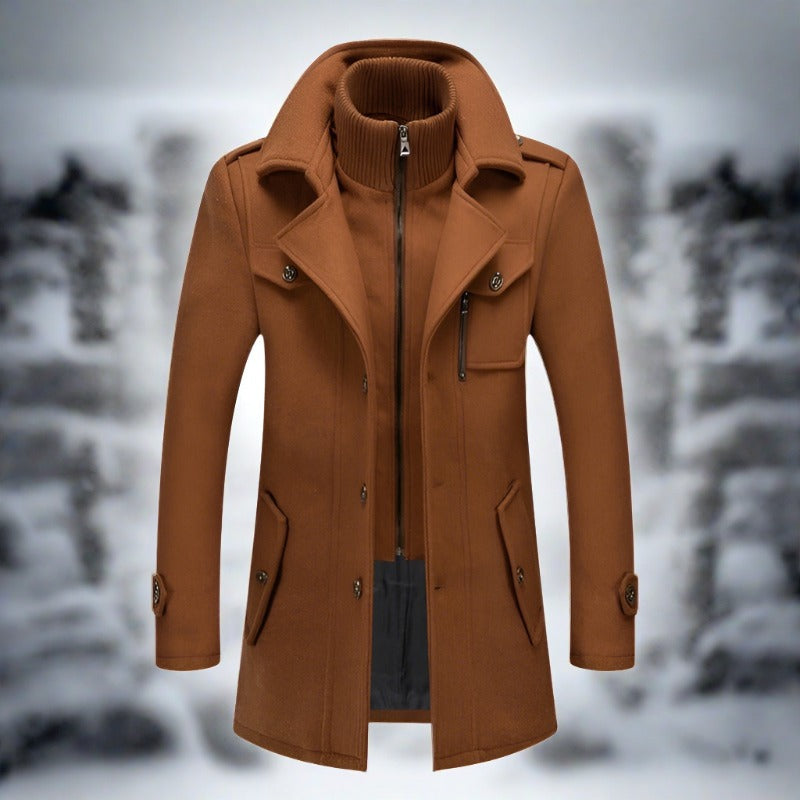 Maximilian | Wintermantel mit Hohem Kragen und Stilvollem Design für Männer