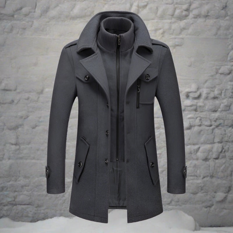 Maximilian | Wintermantel mit Hohem Kragen und Stilvollem Design für Männer