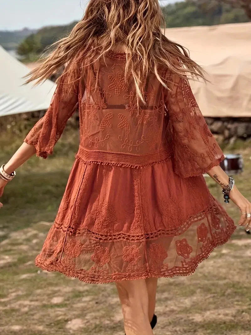 Bikini-Cover Up - Lace - Durchschauen - Cover Up Kleid - Boho-Stil