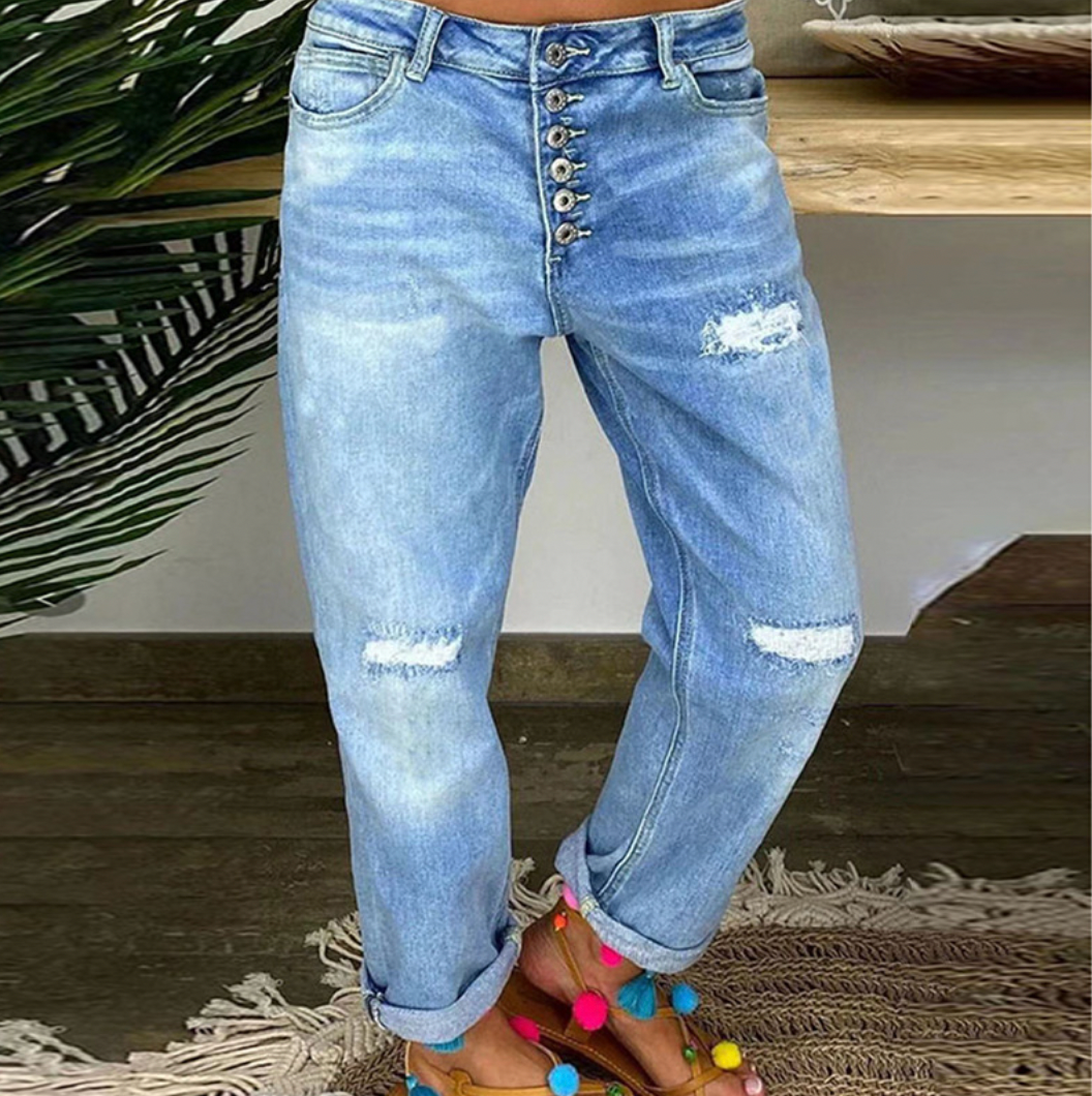 Livia | Jeans mit Hochtaillierung und Leichter Waschung für Frauen