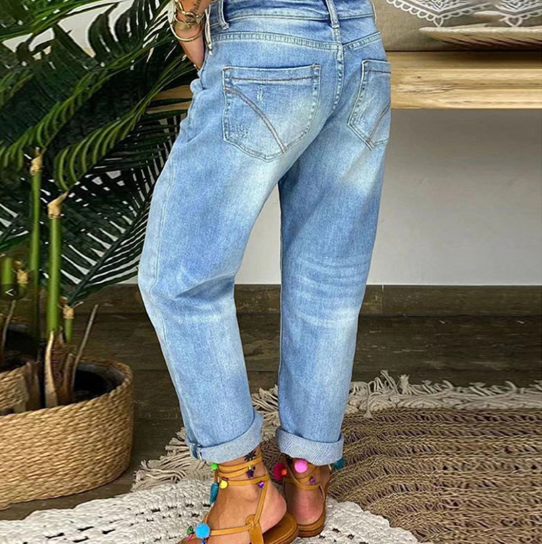 Livia | Jeans mit Hochtaillierung und Leichter Waschung für Frauen