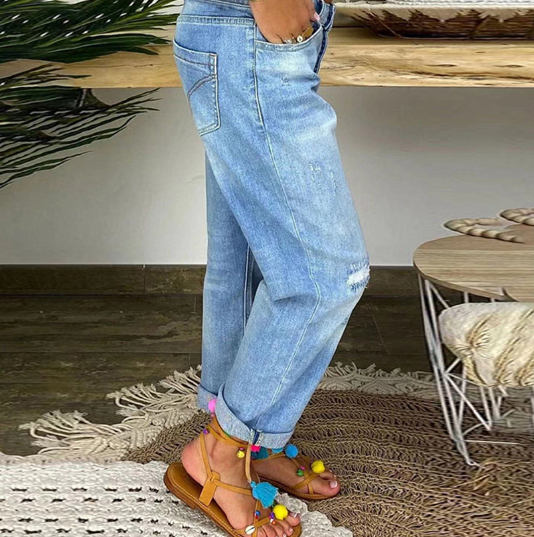 Livia | Jeans mit Hochtaillierung und Leichter Waschung für Frauen
