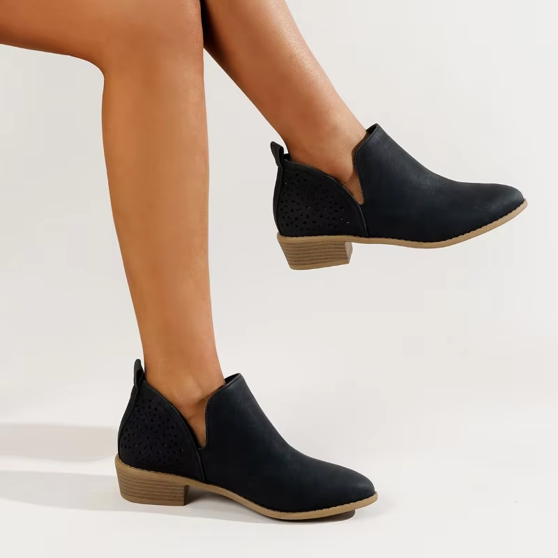Holga | Damen Stiefeletten mit Chunky Heel - Schlanke Ankle Boots