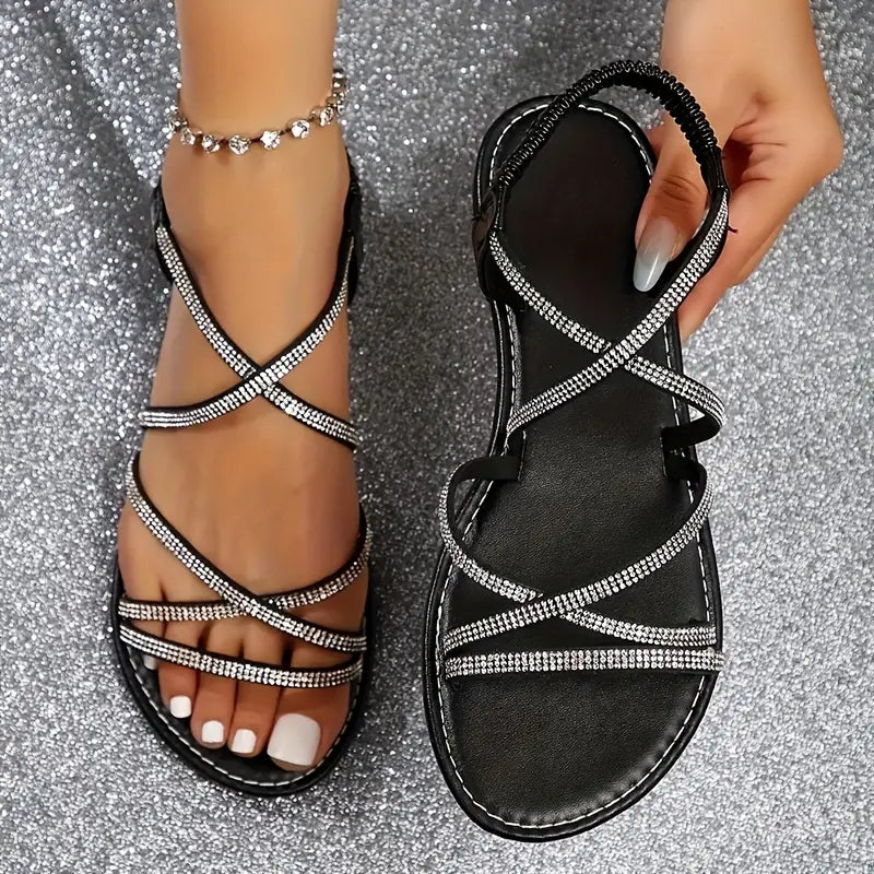 Flami | Flache Sandalen mit Strass