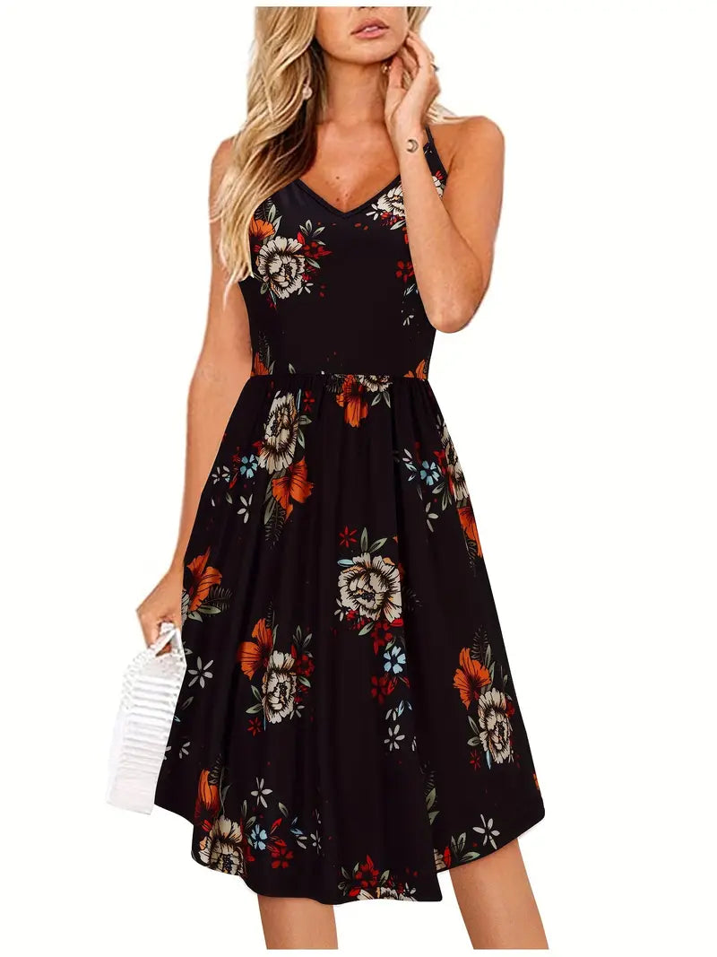 Liana | Ärmelloses Sommerkleid mit Atmungsaktivem Stoff und Floralem Design für Frauen