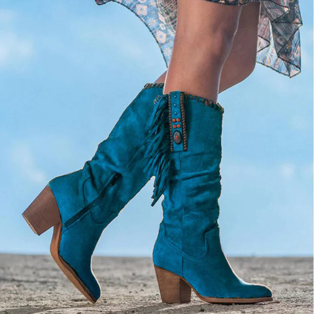 Westie | Westliche Stiefeletten mit Quastenstickerei im Retro-Stil