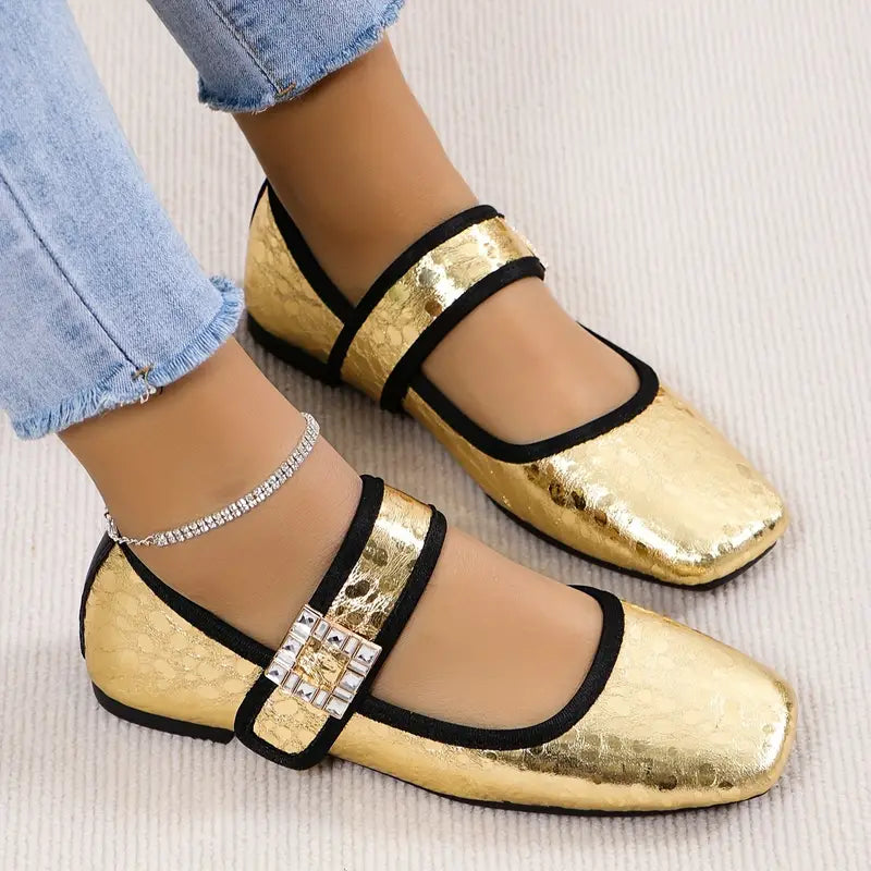 Glitzie | Farbe Glitter Flats mit Strass Knöchelband