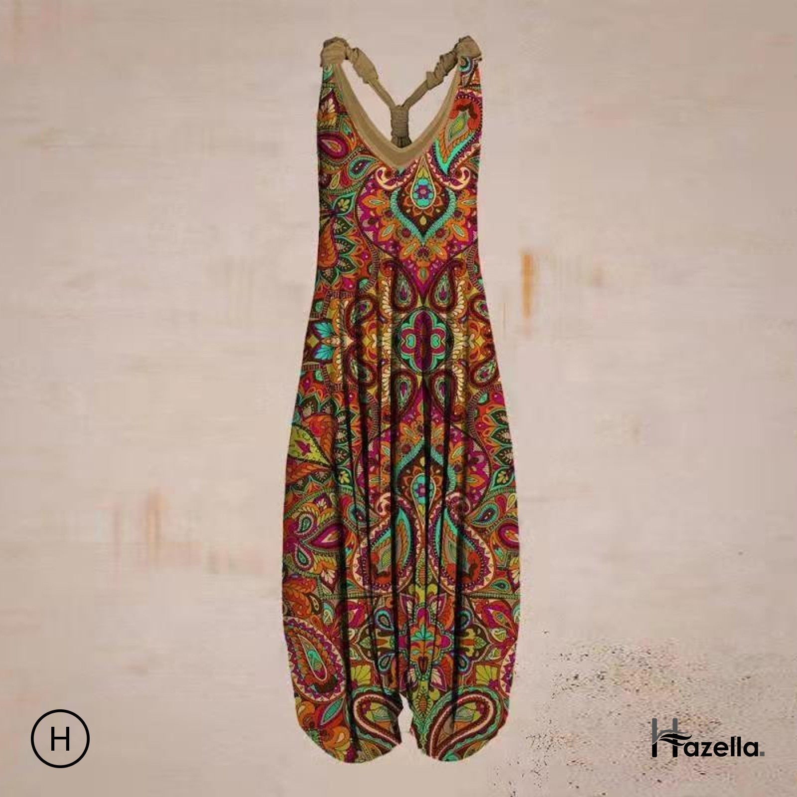 Luna | Harem-Overall mit Künstlerischem Design und Bequemer Passform für Sommerliebhaber