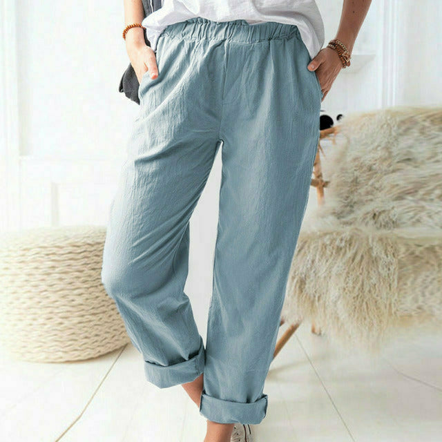 Lina | Leinenhose mit Luftigem Schnitt und Elastischem Bund für Frauen