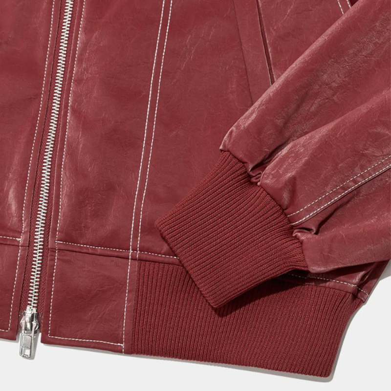 Jacky- Übergroße Jacke mit Kontrastnähten Rot