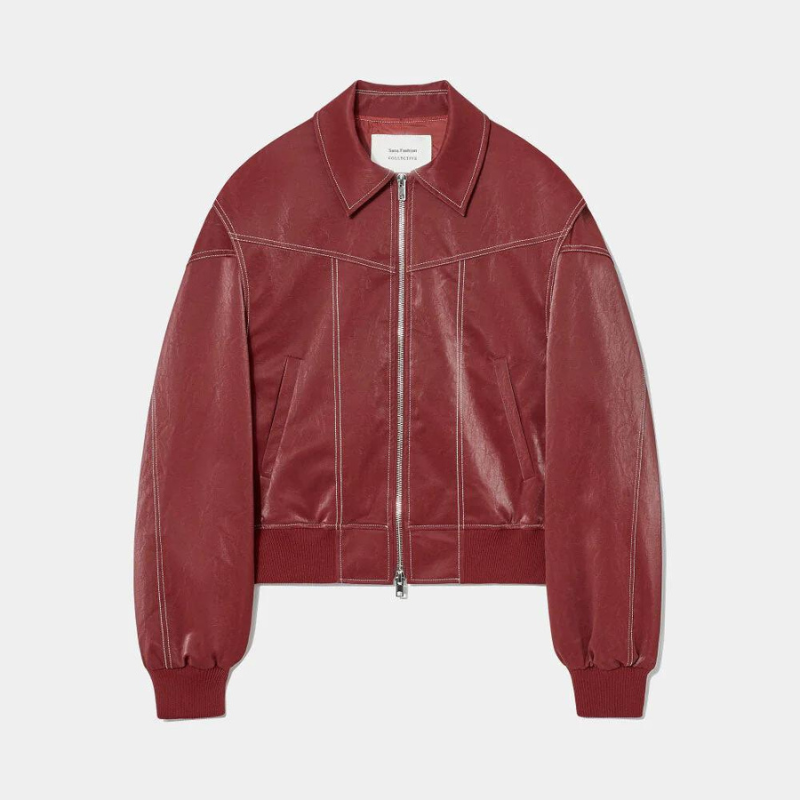 Jacky- Übergroße Jacke mit Kontrastnähten Rot