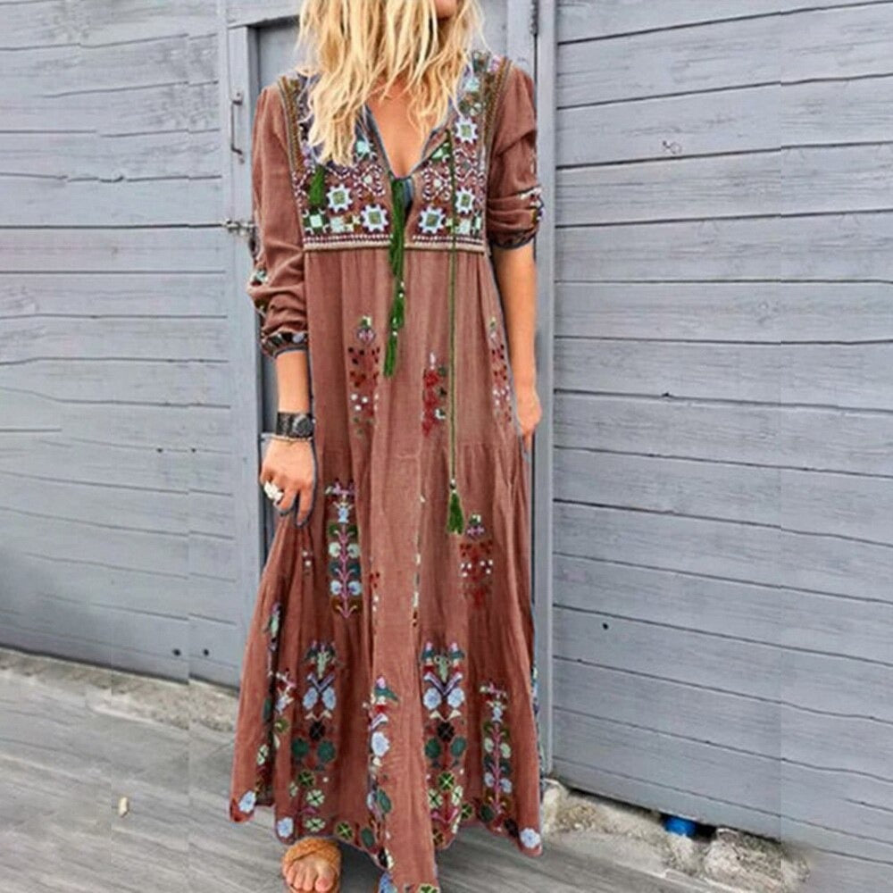 Livia | Langes Boho-Kleid mit Eleganter Silhouette und Atmungsaktivem Stoff für Damen
