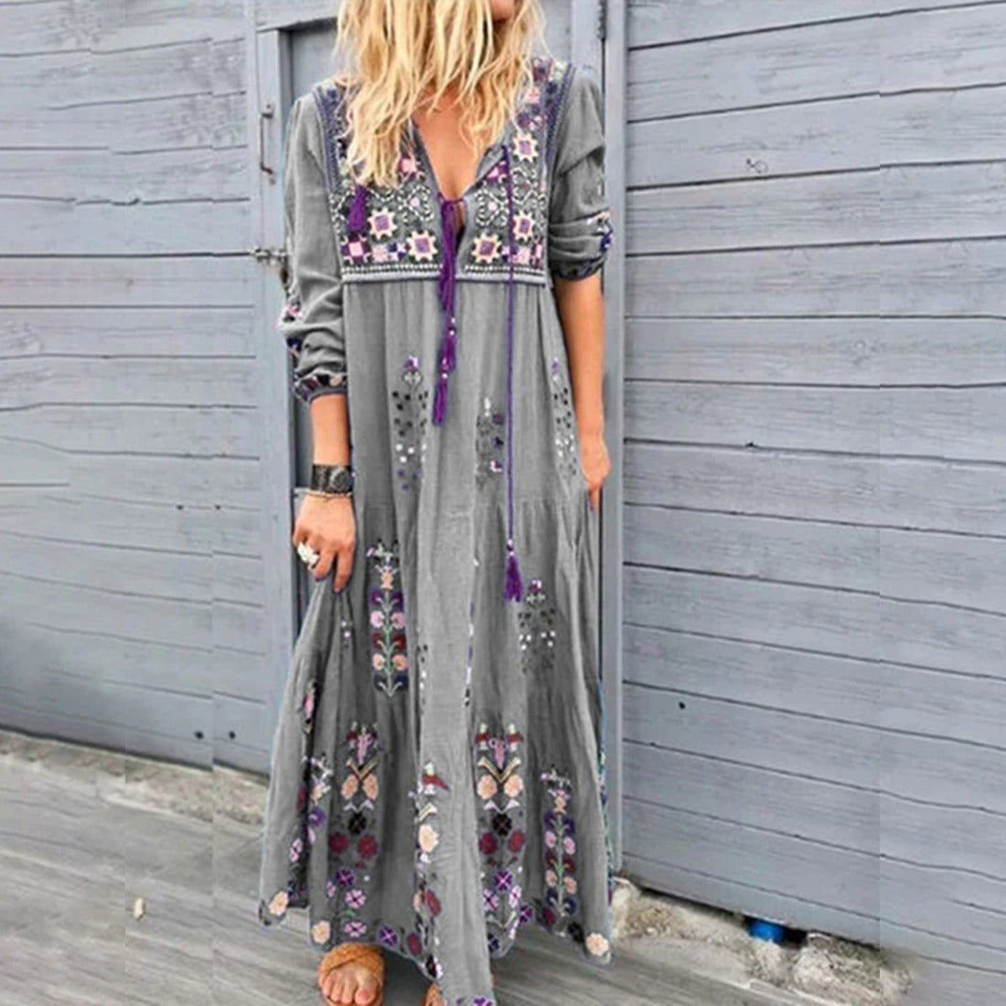Livia | Langes Boho-Kleid mit Eleganter Silhouette und Atmungsaktivem Stoff für Damen