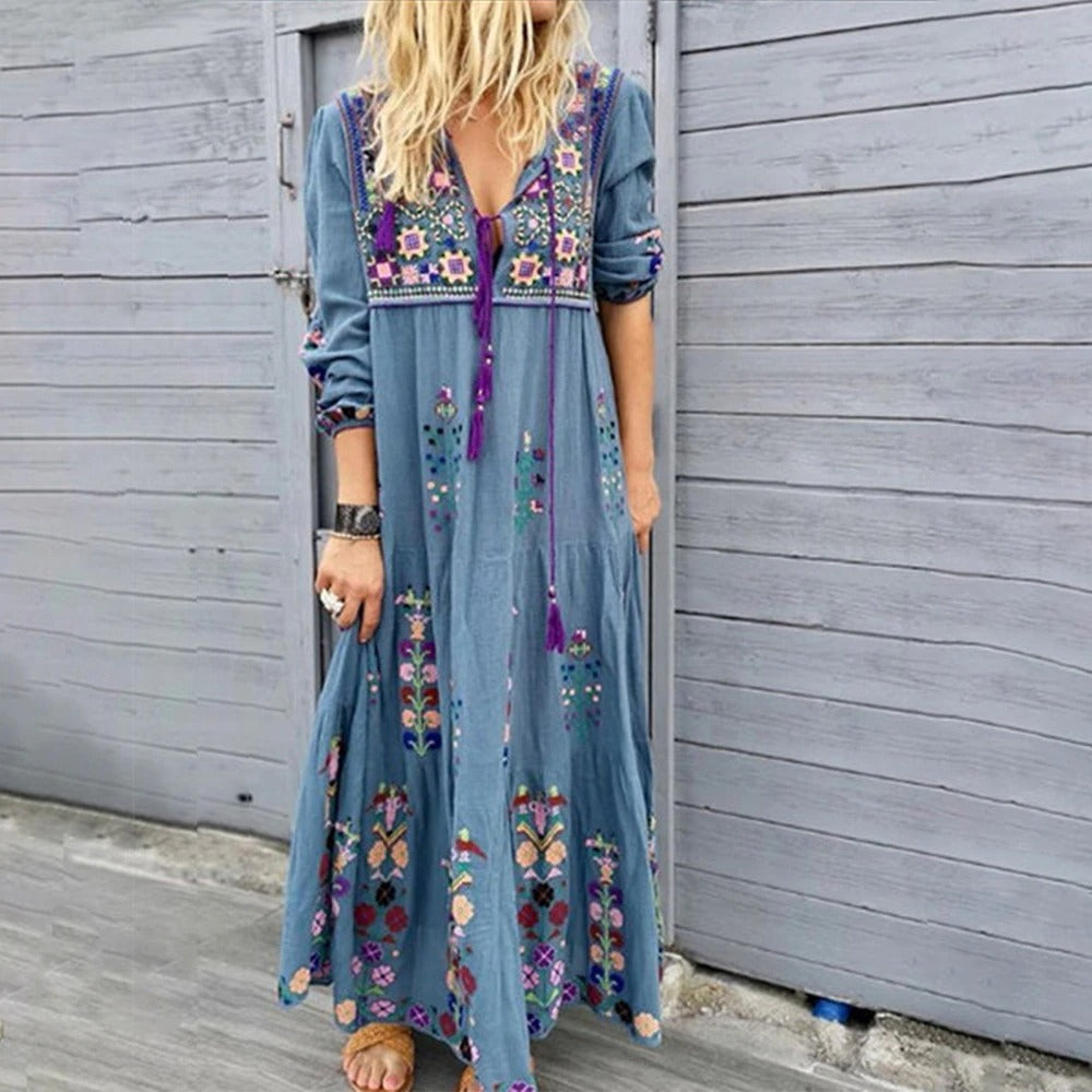 Livia | Langes Boho-Kleid mit Eleganter Silhouette und Atmungsaktivem Stoff für Damen
