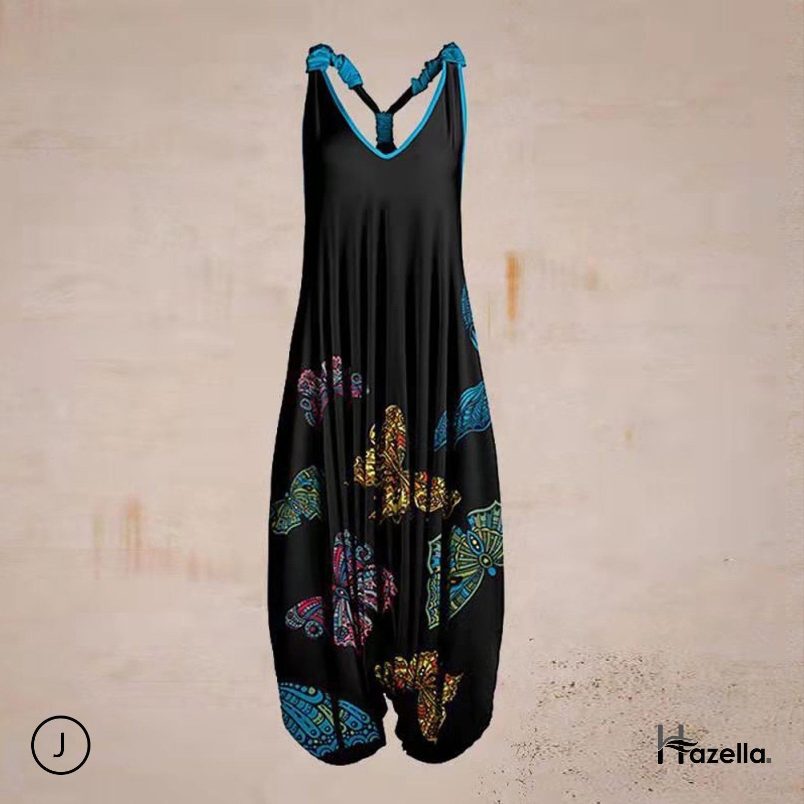 Luna | Harem-Overall mit Künstlerischem Design und Bequemer Passform für Sommerliebhaber