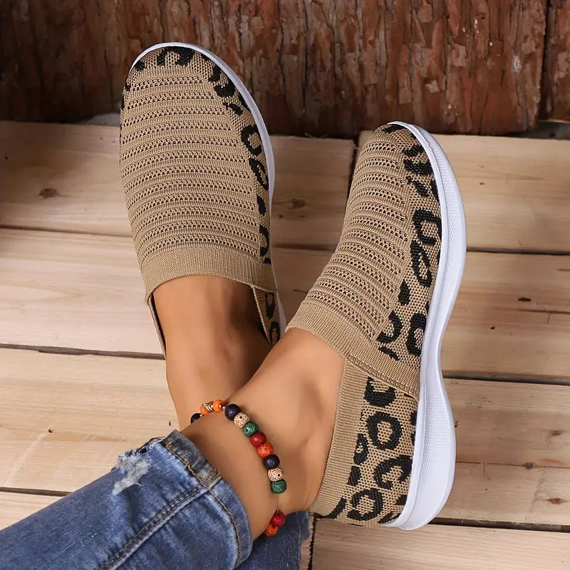 Cleopatra | Strick-Sneakers mit Leopardenmuster für Damen