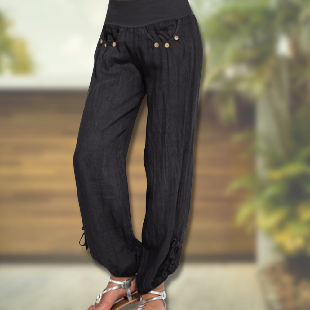 Karma – Lässige, hoch taillierte Haremshose aus Baumwolle mit hoher Taille