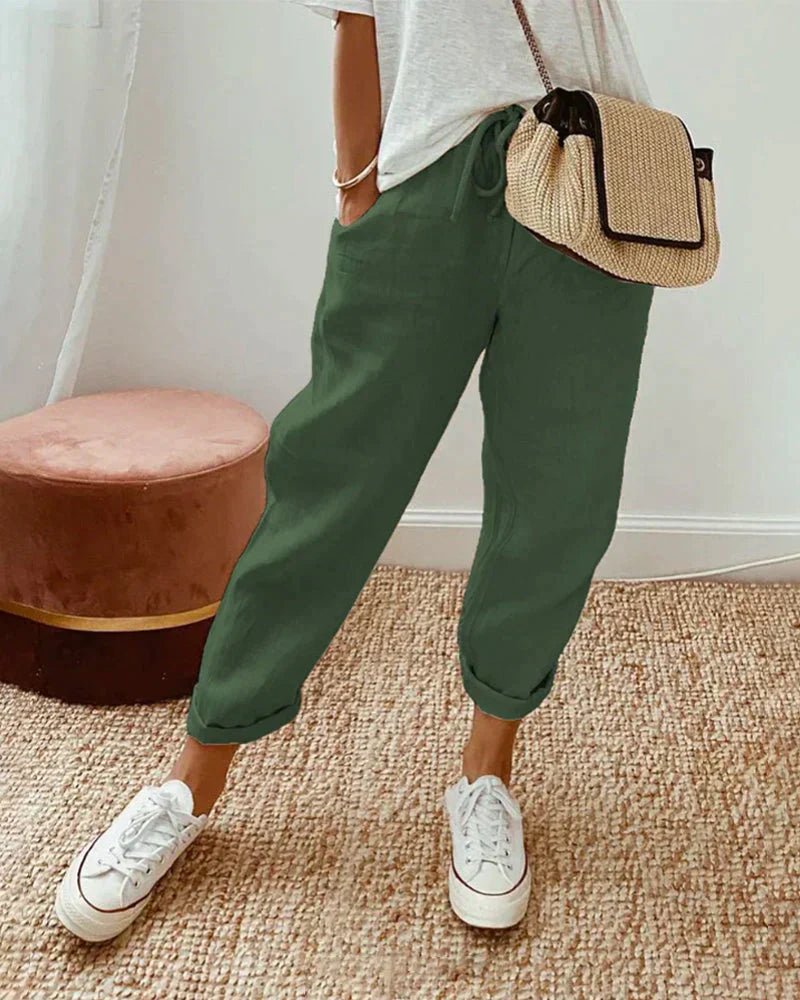 Lorraine - Einfache Hose aus Baumwolle und Leinen