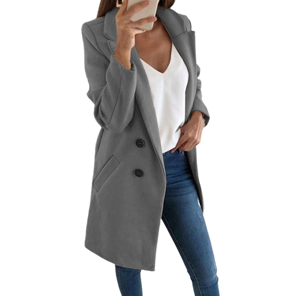 Langer Blazer - Taschen - Knöpfe - Damenblazer - Lange Damenjacken