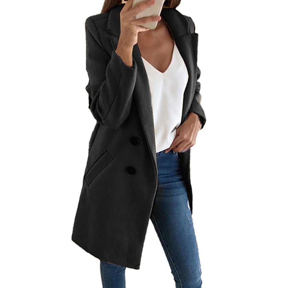 Langer Blazer - Taschen - Knöpfe - Damenblazer - Lange Damenjacken