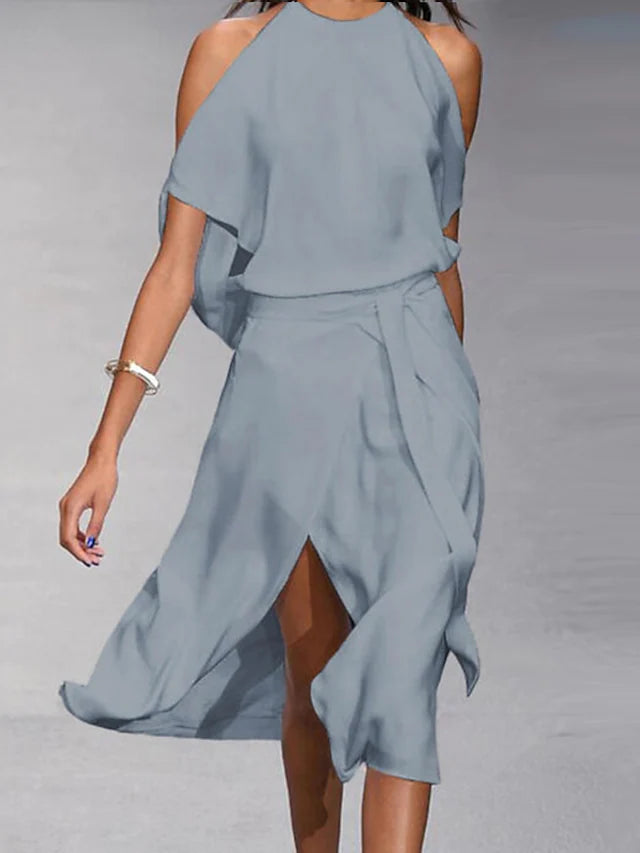 Liana | Midi Kleid mit Eleganten offenen Schultern für Damen