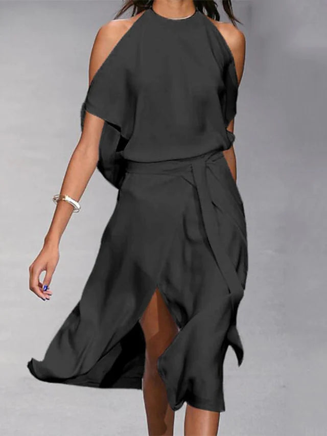 Liana | Midi Kleid mit Eleganten offenen Schultern für Damen