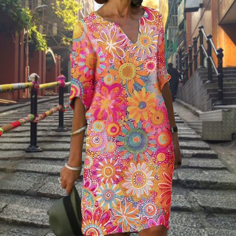 Luna | Midi Kleid mit Leichtem Stoff und Blumendruck für Damen