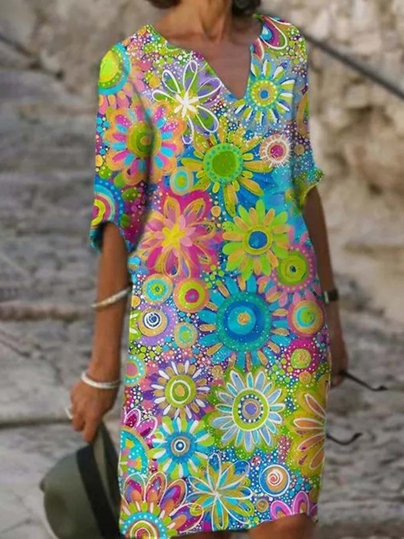 Luna | Midi Kleid mit Leichtem Stoff und Blumendruck für Damen