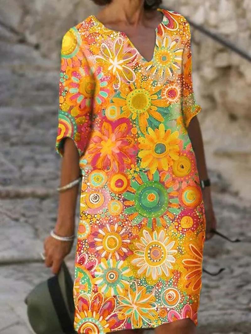 Luna | Midi Kleid mit Leichtem Stoff und Blumendruck für Damen