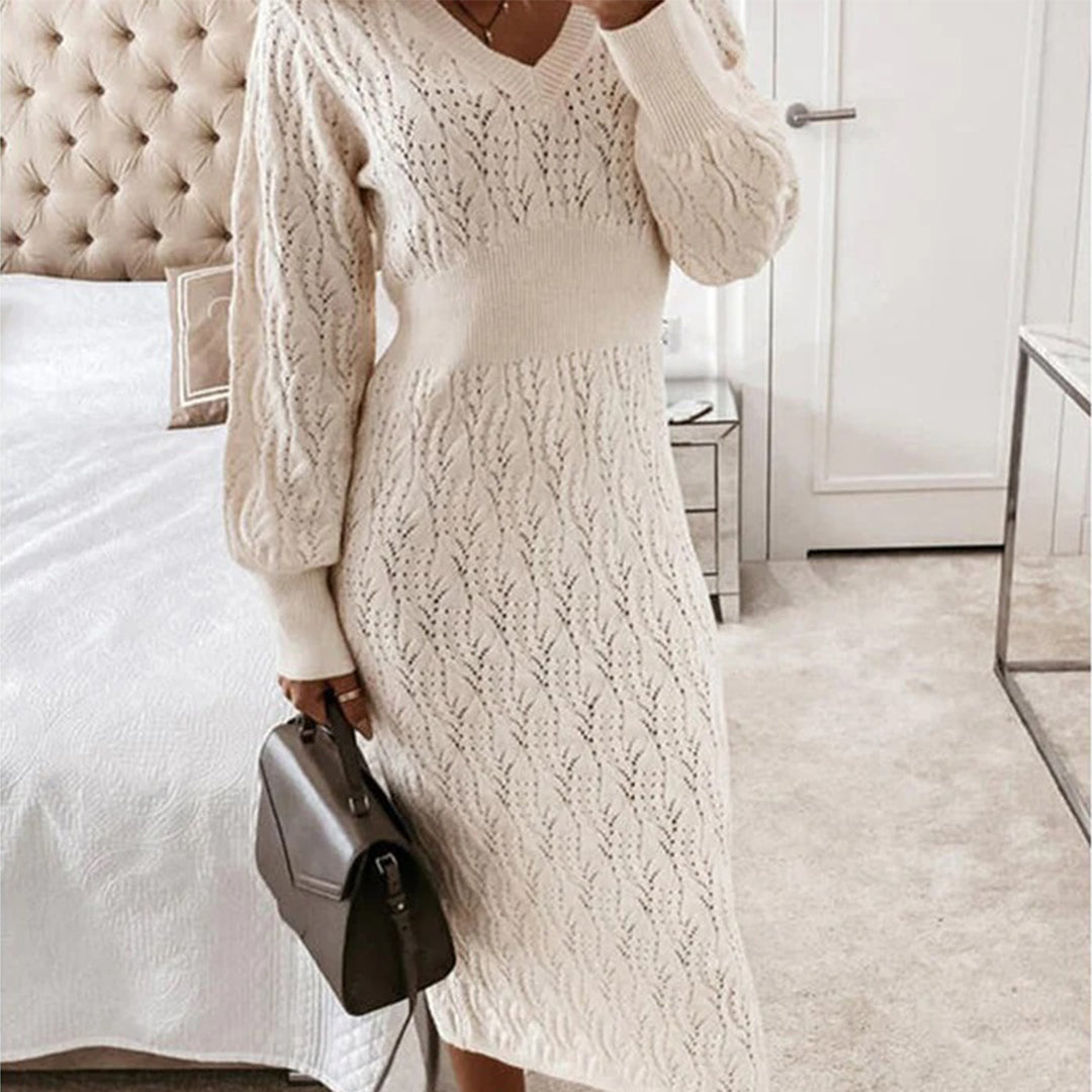 Livia | Strickkleid mit Zopfmuster und Eleganz für Frauen