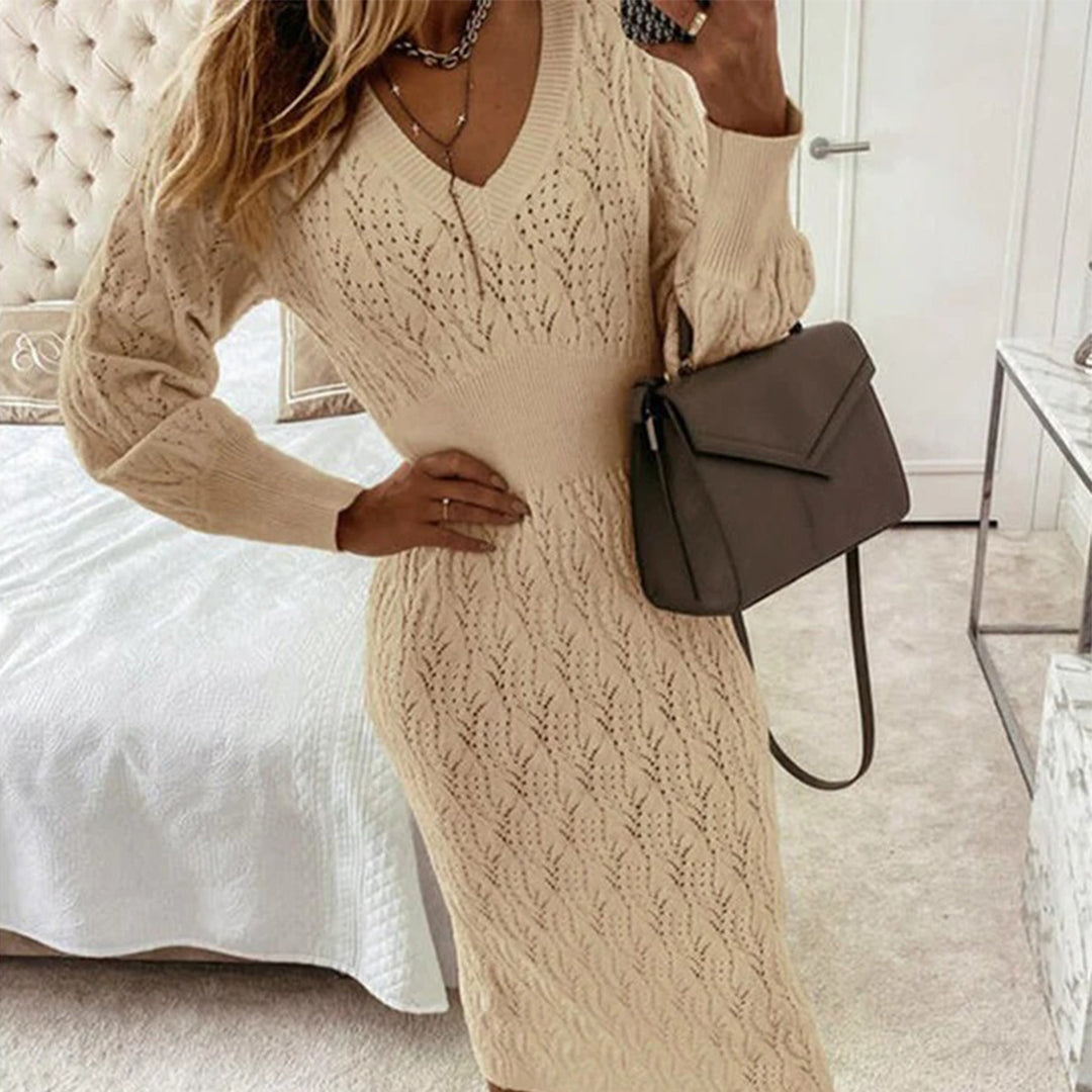 Livia | Strickkleid mit Zopfmuster und Eleganz für Frauen
