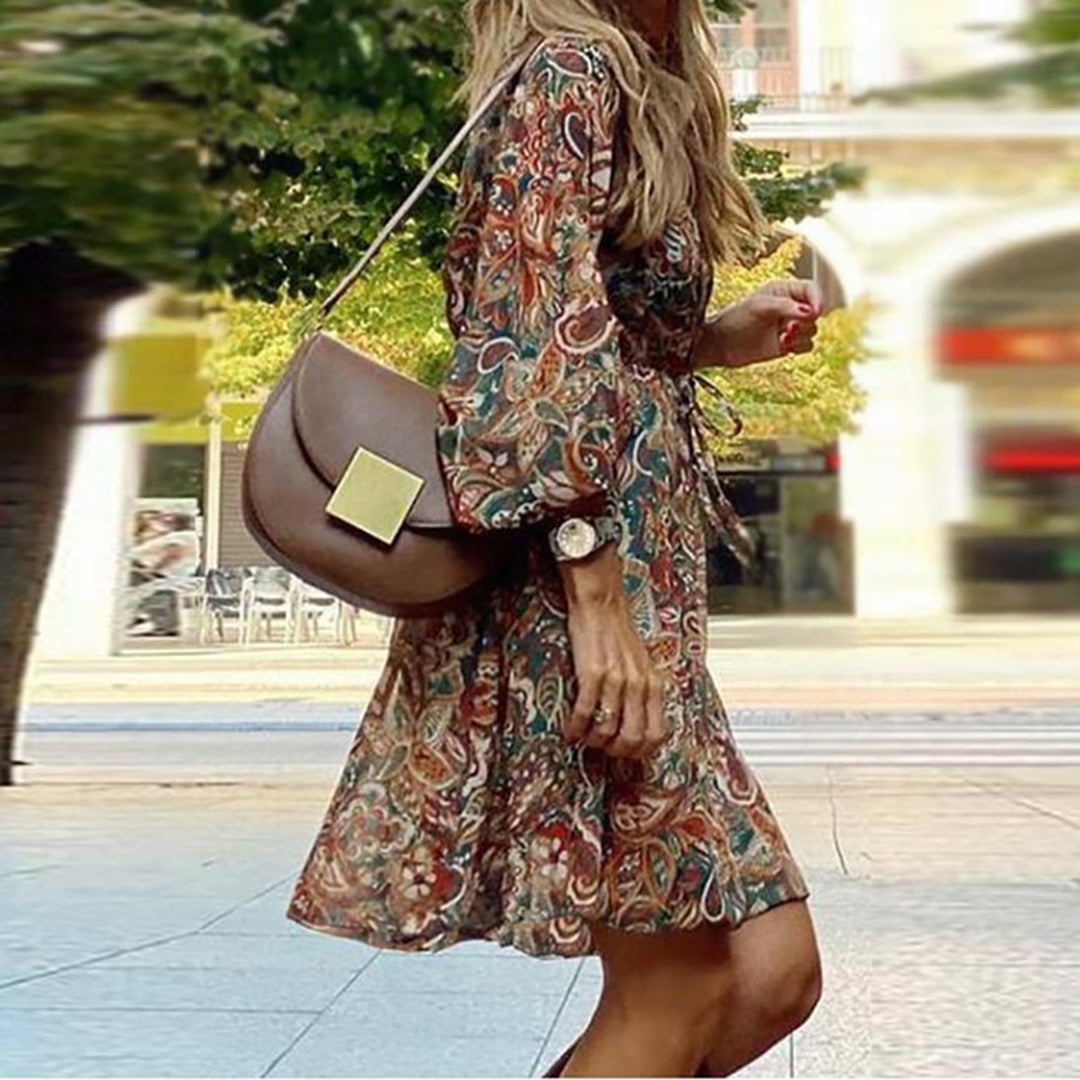 Livia | Minikleid mit V-Ausschnitt und Paisley-Muster für Frauen
