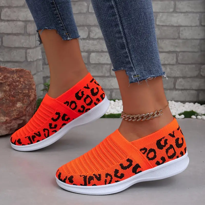 Cleopatra | Strick-Sneakers mit Leopardenmuster für Damen