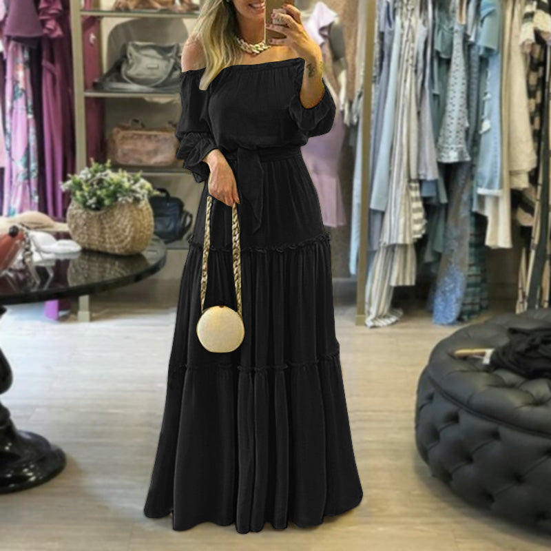 Livia | Maxikleid mit Boho-Chic und Elastischem Ausschnitt für Damen