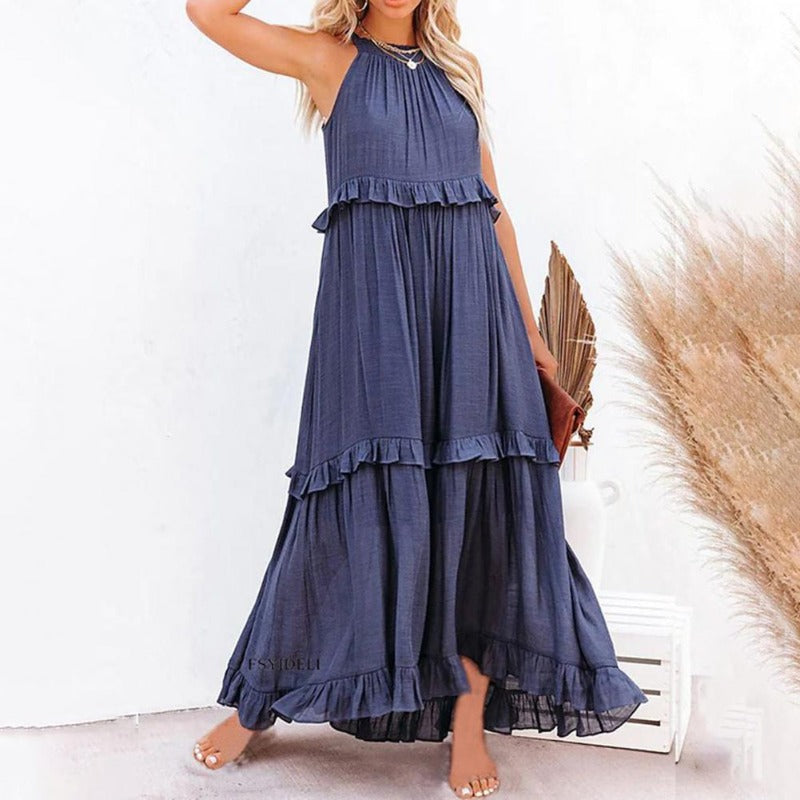 Seraphina | Maxikleid mit leichtem Stoff und verspielten Rüschen für Frauen