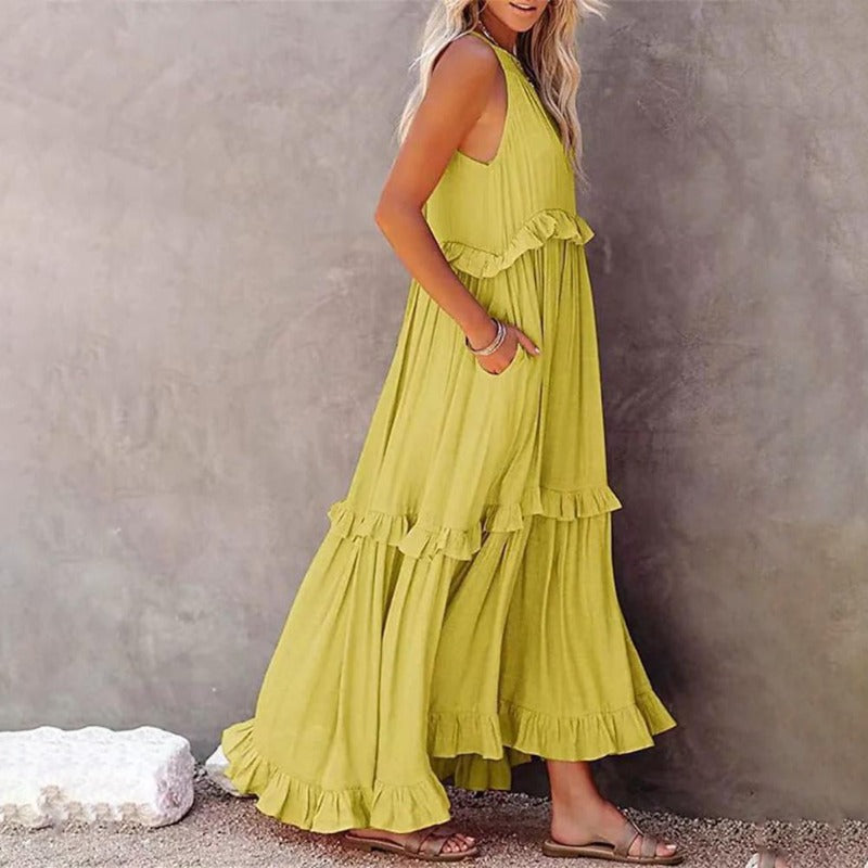 Seraphina | Maxikleid mit leichtem Stoff und verspielten Rüschen für Frauen