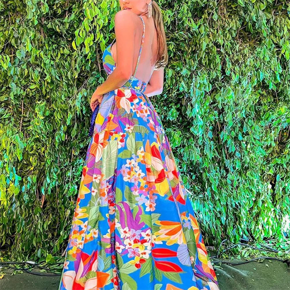 Christina - Rückenfreies Sommerkleid mit Feriendruck