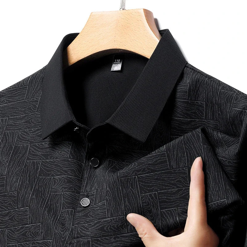 HARALD - POLOSHIRT MIT HOLZMASERUNG-MUSTER