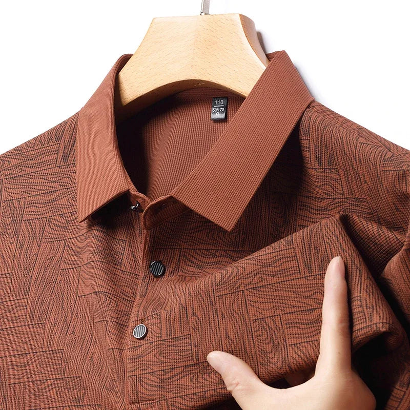 HARALD - POLOSHIRT MIT HOLZMASERUNG-MUSTER