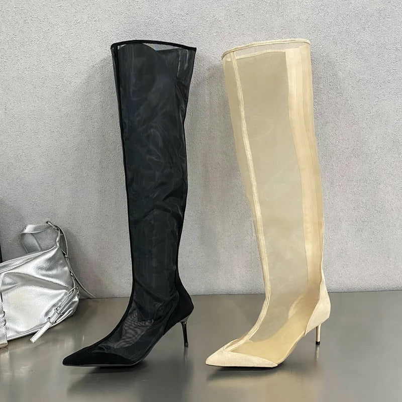 Malori | Elegante Overknee Stiefel mit Absatz und Reißverschluss