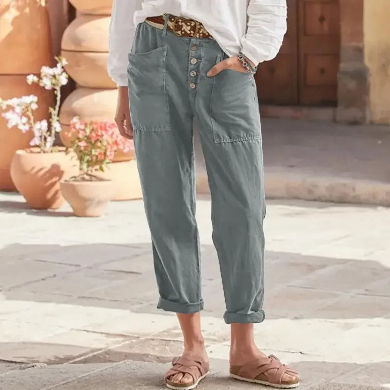 BETTINA - WEITE HOSE MIT KNÖPFEN