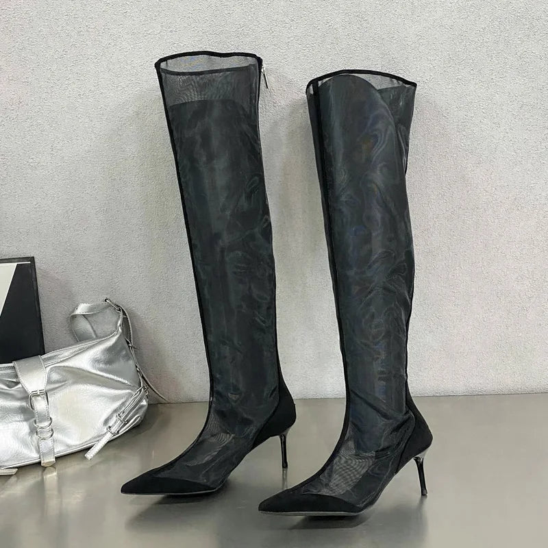 Malori | Elegante Overknee Stiefel mit Absatz und Reißverschluss
