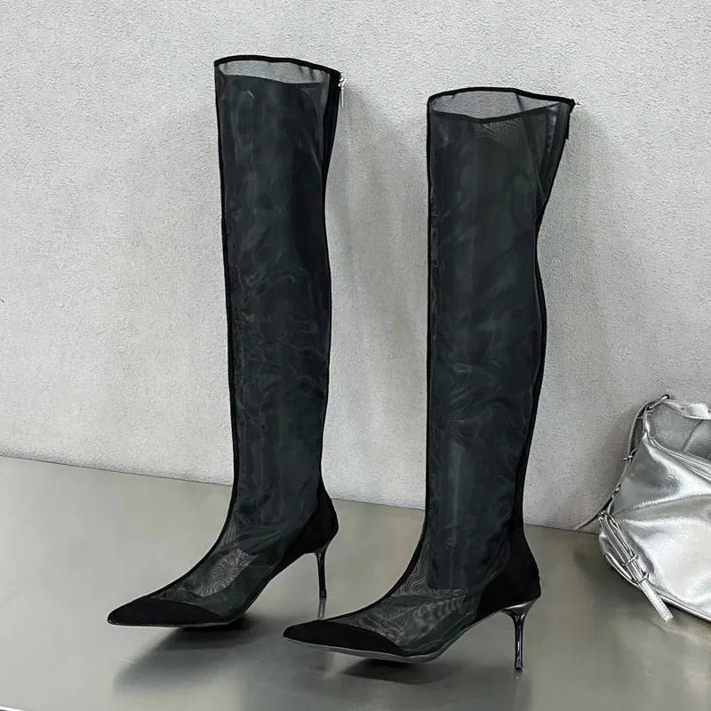 Malori | Elegante Overknee Stiefel mit Absatz und Reißverschluss