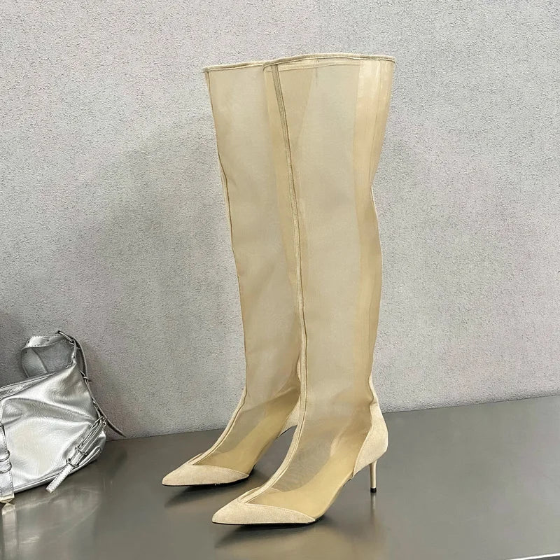 Malori | Elegante Overknee Stiefel mit Absatz und Reißverschluss