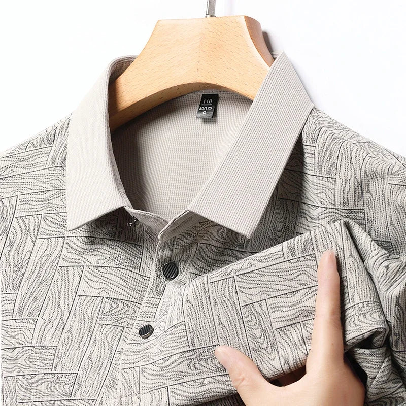 HARALD - POLOSHIRT MIT HOLZMASERUNG-MUSTER