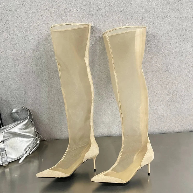 Malori | Elegante Overknee Stiefel mit Absatz und Reißverschluss